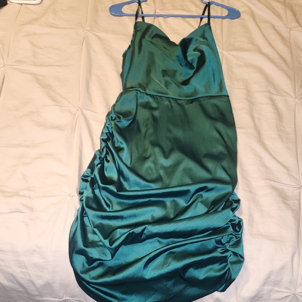 Elegant Green Satin Dress
